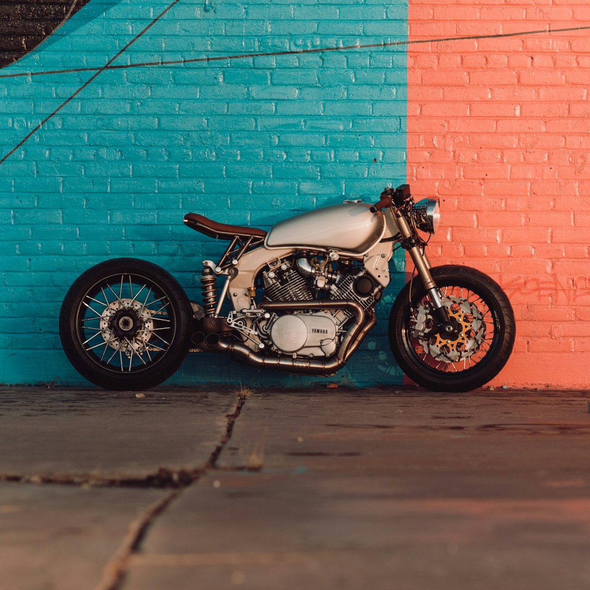 Photograph of a custom Yamaha motorcycle
